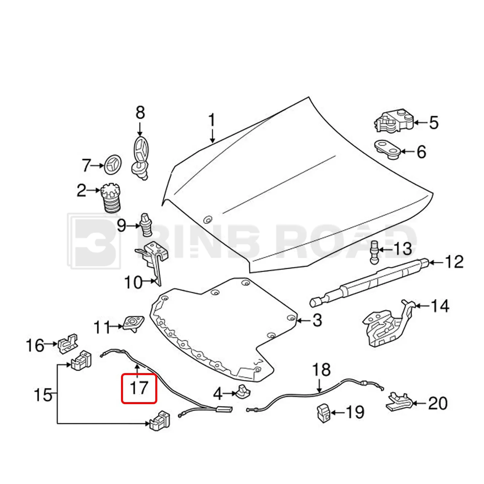 2058800059 Hood Latch Lock Release Cable Harness - Image 6