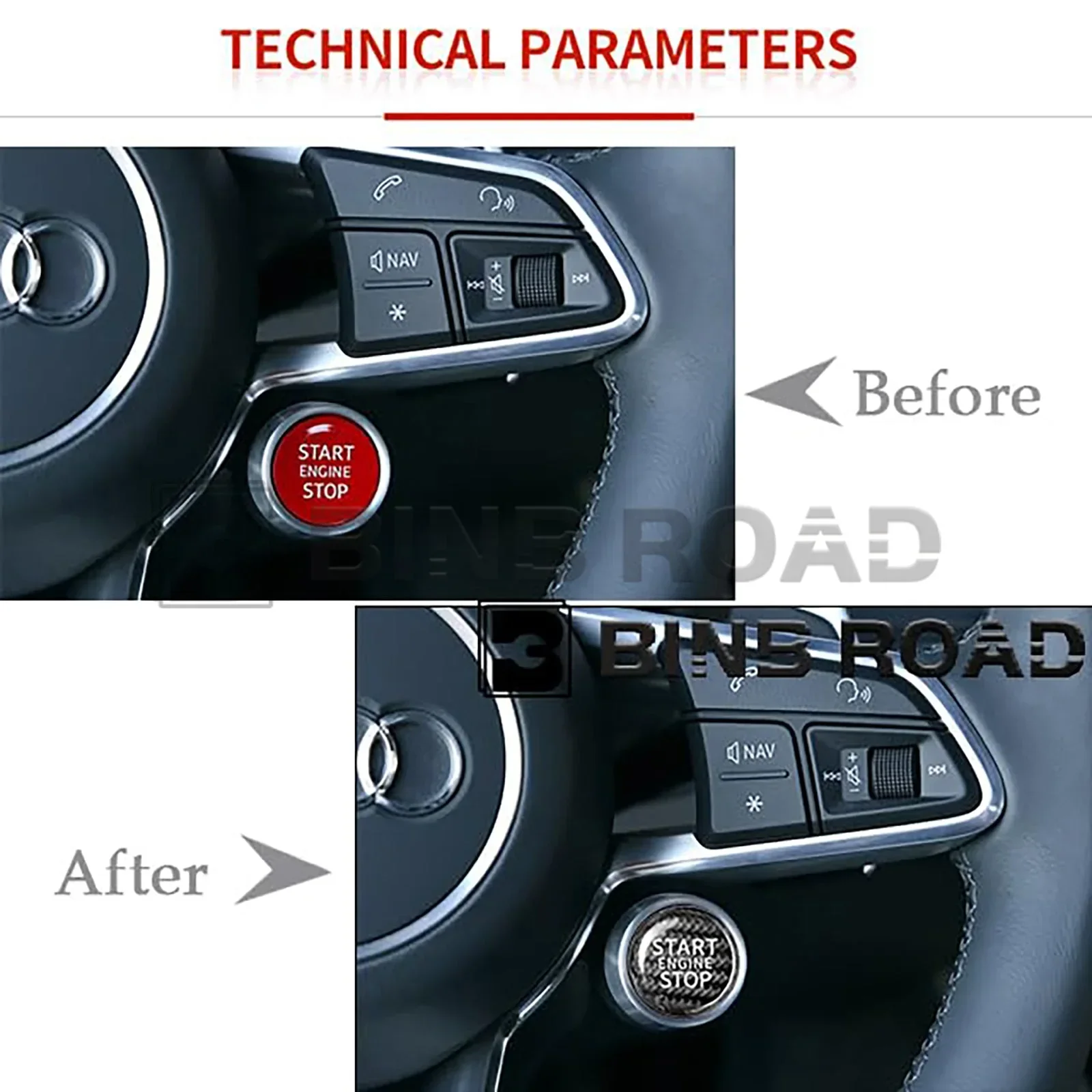 US Car Ignition Button Cover Compatible with Audi - Image 3